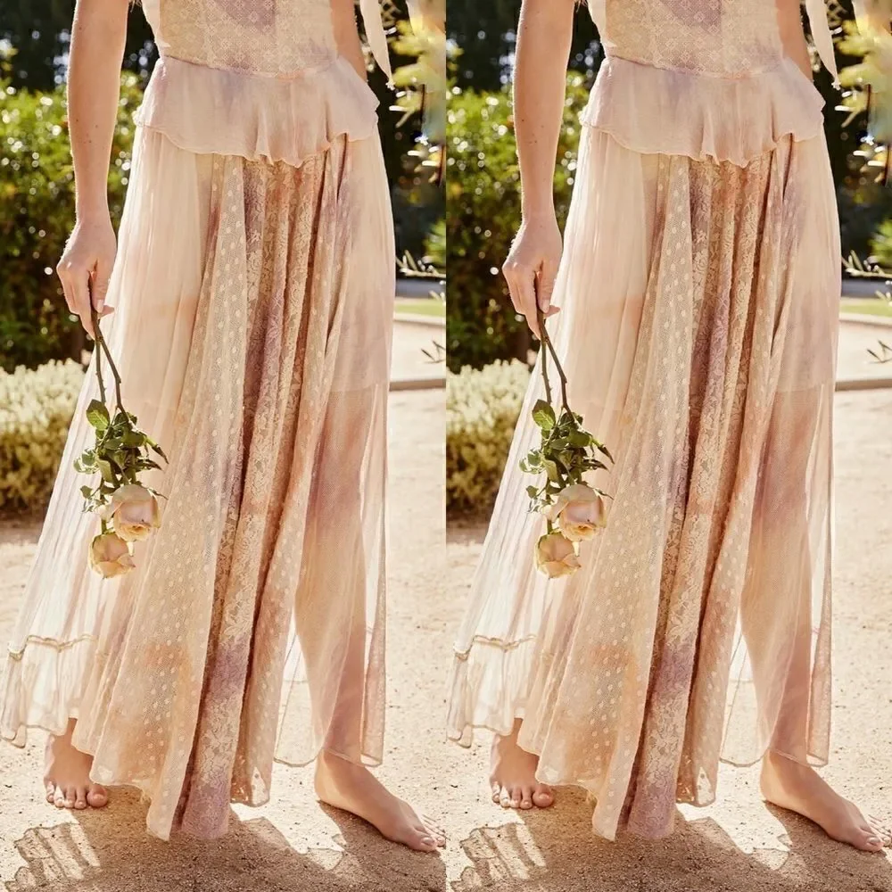 💯 New FREE PEOPLE Washed Ashore Maxi Dress
